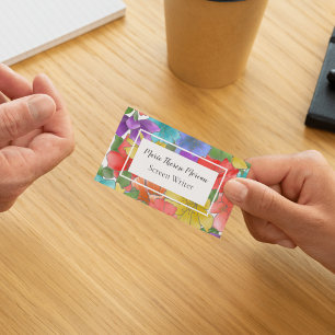 Carte De Visite Fleur de watercolor vibrant