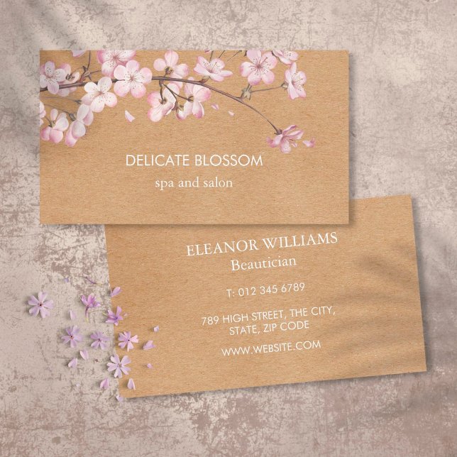 Carte De Visite Fleur délicate de Kraft rustique (Créateur téléchargé)