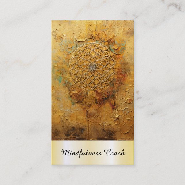 Carte De Visite *~* Fleur d'or QR de la vie AP92 Reiki Sacred (Devant)