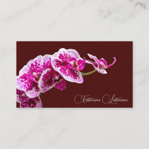 Carte De Visite Fleur d'orchidée rose calligraphie rouge foncé