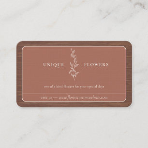 Carte De Visite Fleur en bois encadrée minimale beige terracotta