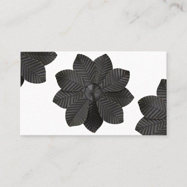 Carte De Visite Fleur en Mat Noir 3D  (Devant)