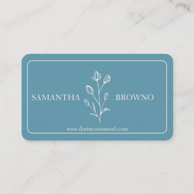 Carte De Visite Fleur encadrée beige bleu (Devant)