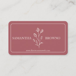Carte De Visite Fleur encadrée beige rouge rose
