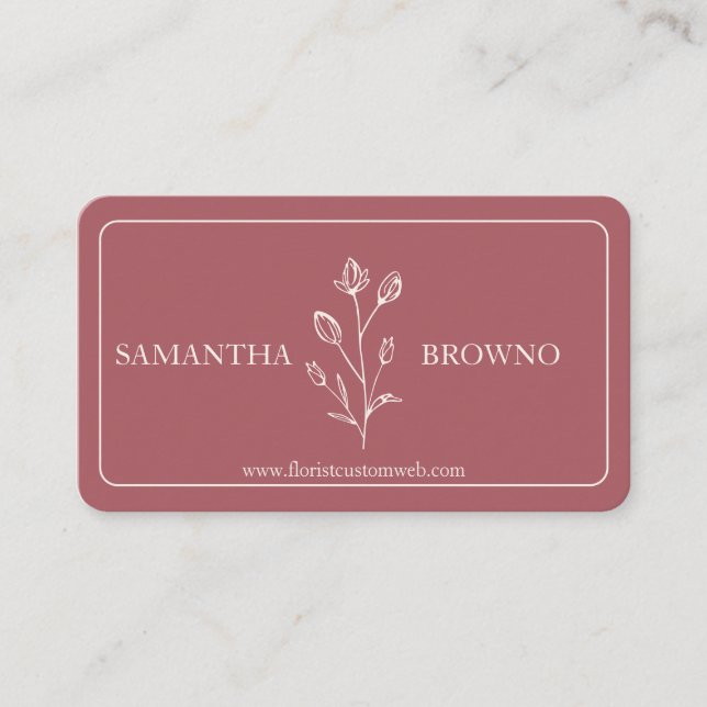 Carte De Visite Fleur encadrée beige rouge rose (Devant)
