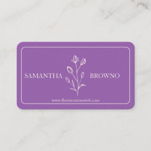 Carte De Visite Fleur encadrée beige violet