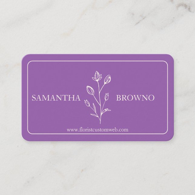 Carte De Visite Fleur encadrée beige violet (Devant)