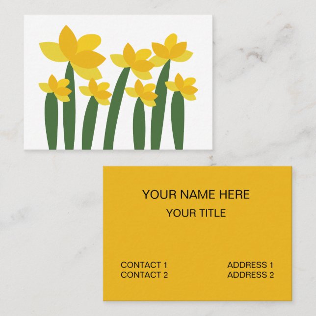 Carte De Visite Fleur Florale De Narcisse Jaune Fleuriste (Devant / Derrière)