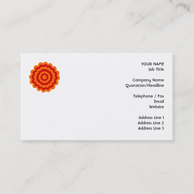 Carte De Visite Fleur géniale en orange et rouge (Devant)