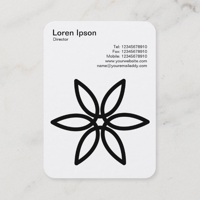 Carte De Visite Fleur Géométrique 02 - Noir sur Blanc (Dos)