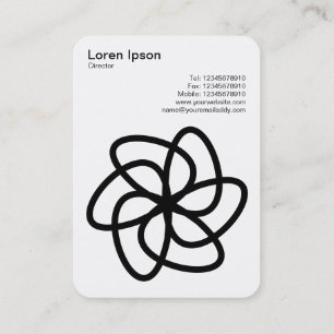 Carte De Visite Fleur géométrique 04 - Noir sur blanc