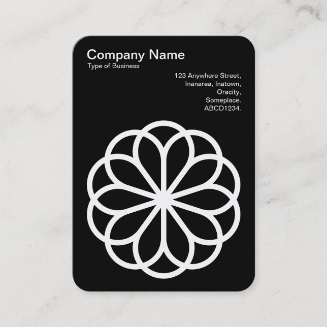 Carte De Visite Fleur géométrique 06 - Blanc sur noir (Devant)