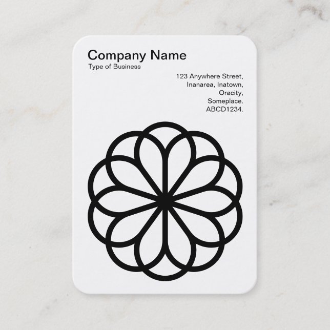 Carte De Visite Fleur géométrique 06 - Noir sur Blanc (Devant)