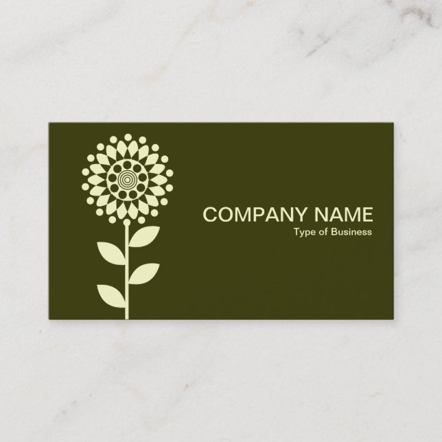 Carte De Visite Fleur géométrique - Crème sur Dk Olive (Devant)