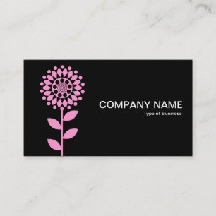 Carte De Visite Fleur géométrique - rose sur noir