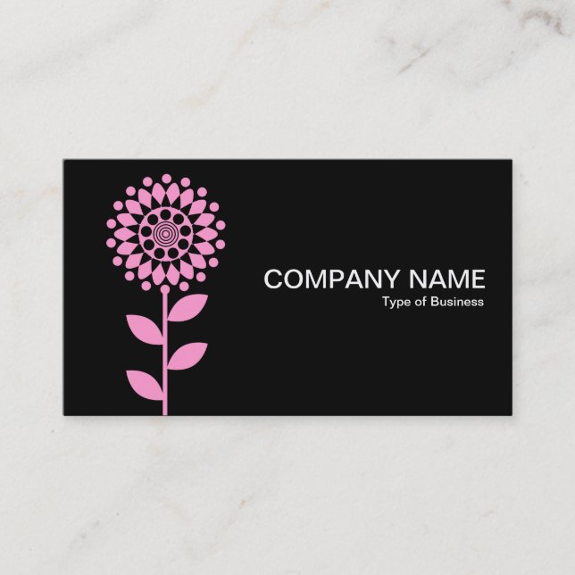 Carte De Visite Fleur géométrique - rose sur noir (Devant)