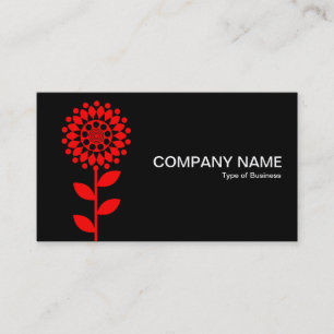 Carte De Visite Fleur géométrique - Rouge sur Noir