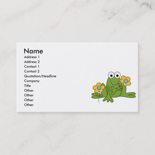 Carte De Visite fleur grenouille crapaud (Devant)