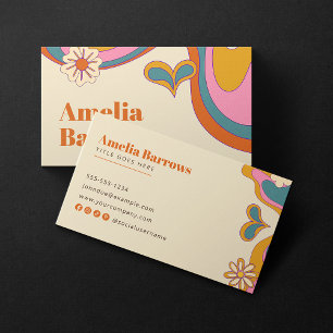 Carte De Visite Fleur groovy rétro coloré Abstrait Inspiré des ann