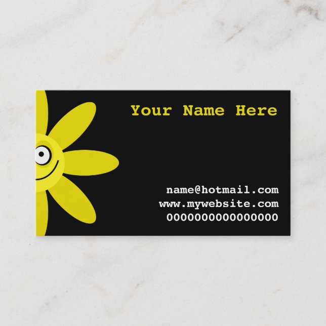 Carte De Visite Fleur jaune heureuse (Devant)
