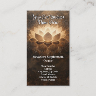 Carte De Visite Fleur Lotus brillant Élégant Zen Yoga Spa bien-êtr