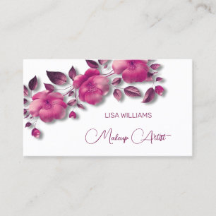 Carte De Visite Fleur Métallique Rose Brillante