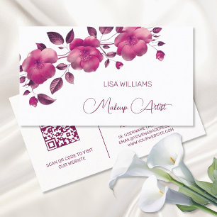 Carte De Visite Fleur Métallique Rose Brillante