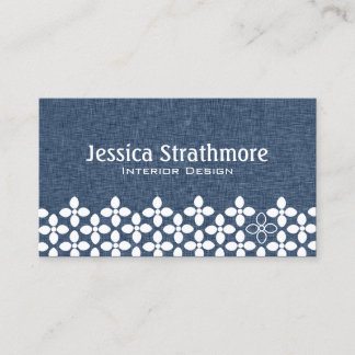 Carte De Visite Fleur moderne bleu marine et blanc