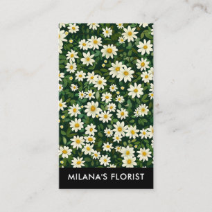 Carte De Visite Fleur Moderne Bohème Blanche Verte Floriste
