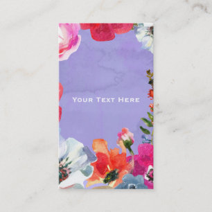 Carte De Visite Fleur Moderne Chic Pop Peint en Violet Gras
