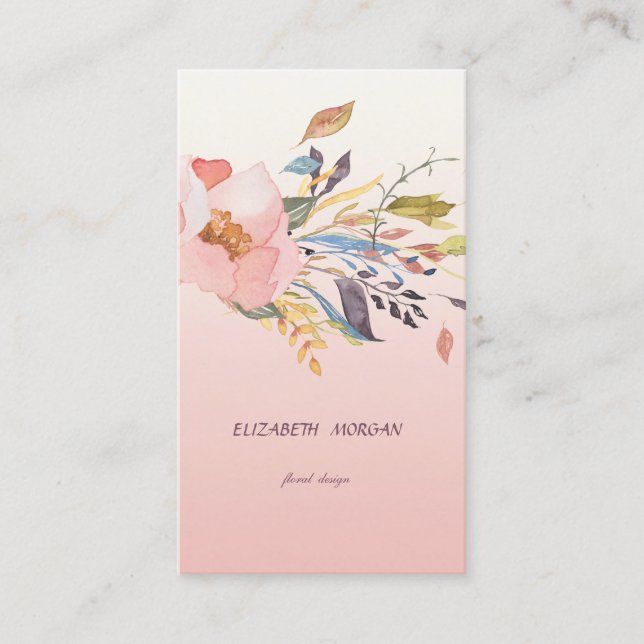 Carte De Visite Fleur Moderne et Élégante à l'Aquarelle (Devant)