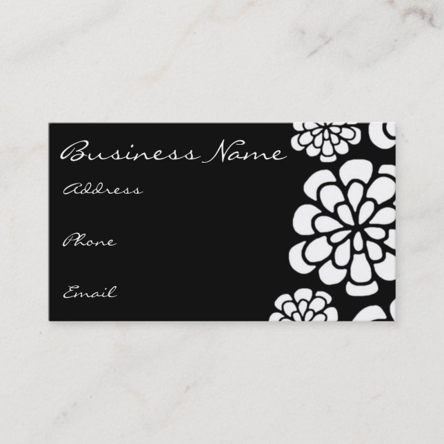 Carte de visite Fleur Noir & Blanc (Devant)