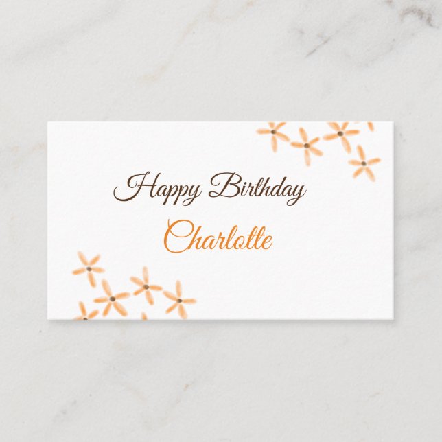 Carte De Visite Fleur orange brune heureux anniversaire ajouter no (Devant)