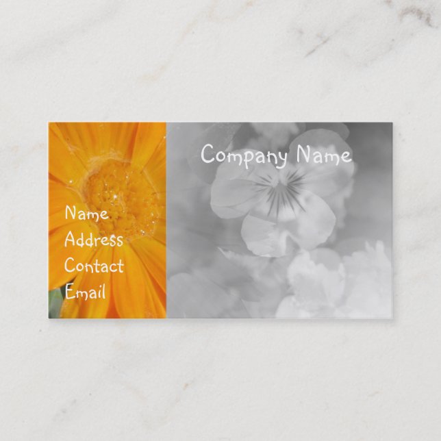 Carte De Visite fleur orange dans le gris (Devant)