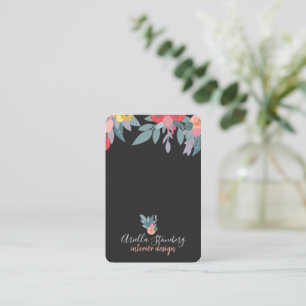 Carte De Visite Fleur peinte en Whimsical   Floral sur noir