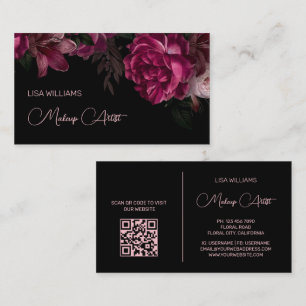 Carte De Visite Fleur Pivoine Rose Noir