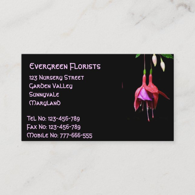 Carte De Visite Fleur rose Fuchsia (Devant)