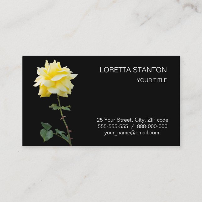 Carte De Visite Fleur rose jaune (Devant)