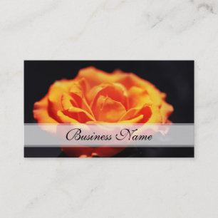 Carte De Visite Fleur rose orange sur noir