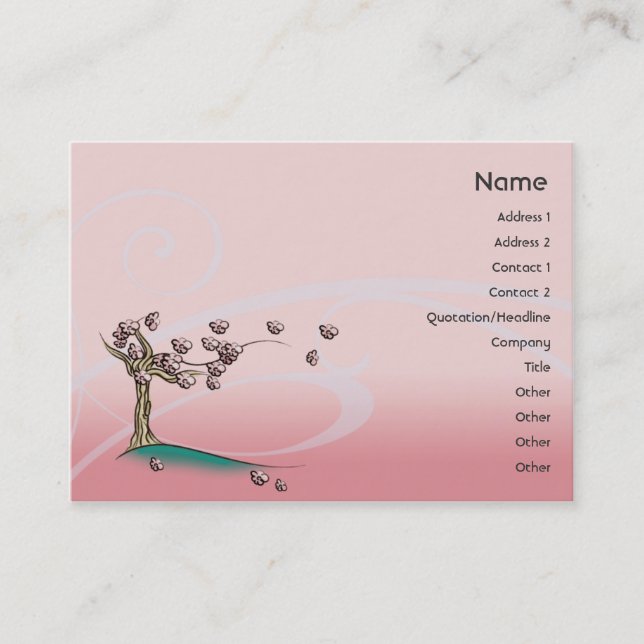 Carte De Visite Fleur rose - potelée (Devant)