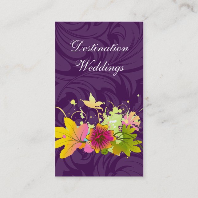 Carte De Visite Fleur rose pourpre de wedding planner tropical (Devant)