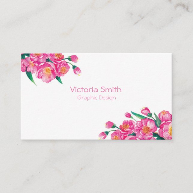 Carte De Visite Fleur rose printanière Fleur florale Fleur de Fleu (Devant)
