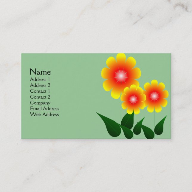 Carte De Visite Fleur rouge et jaune (Devant)