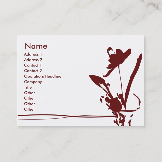 Carte De Visite Fleur rouge - potelée (Devant)