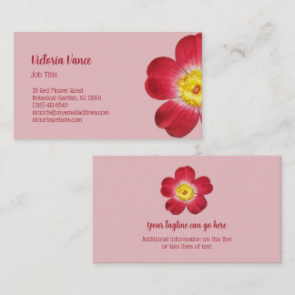 Carte De Visite Fleur rouge sur fond rose