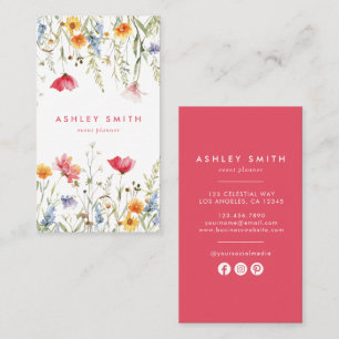 Carte De Visite Fleur sauvage aquarelle médias sociaux