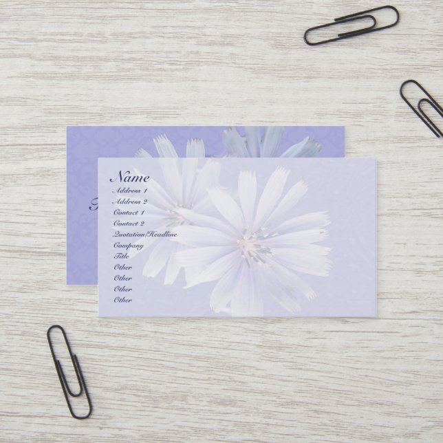 Carte De Visite Fleur sauvage chicorée (Devant/Arrière en situation)