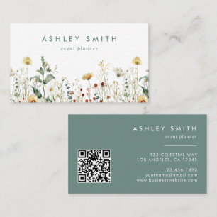 Carte De Visite Fleur sauvage d'été Code QR du champ