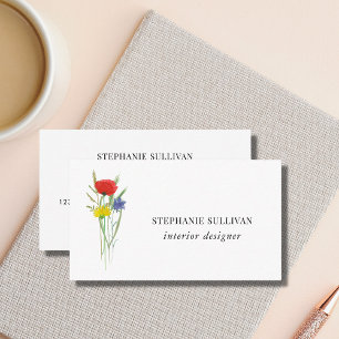 Carte De Visite Fleur sauvage du concepteur d'intérieur