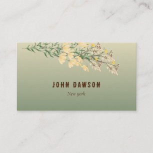 Carte De Visite Fleur sauvage jaune vert poussiéreux